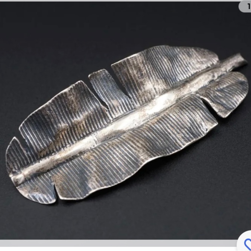 Mignon Faget Sterling Silver Banana Leaf Pin Brooch